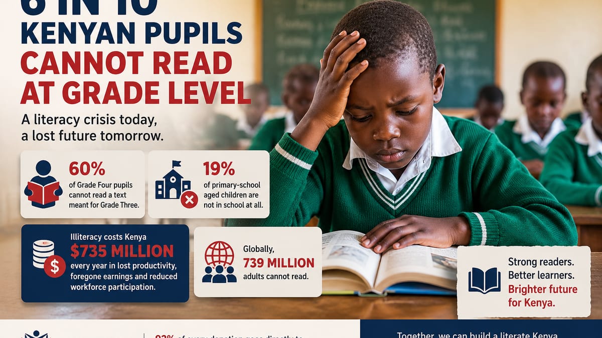 6 in 10 Kenyan pupils cannot read at grade level