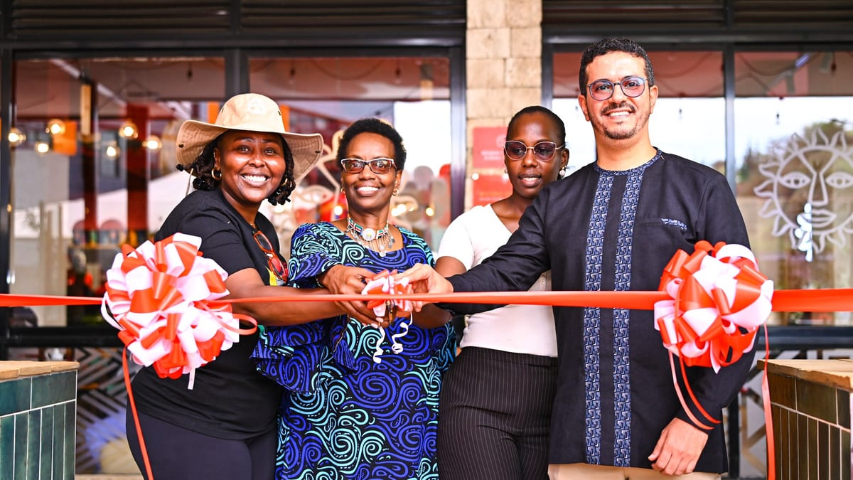 (l-r) Priscilla Gathungu, Group CEO, Java House; Lydia Ntimama, Landlord; Sintamei Lepore, representative of the Kenya National Chamber of Commerce and Industry Narok Chapter; and Abdusalam Salim Mohamed, Group CEO, Hass Petroleum, during the official lau