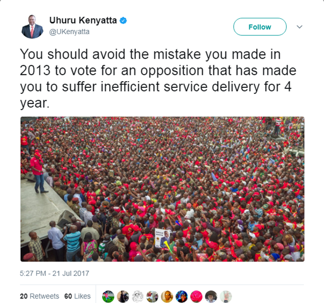 That confusing tweet by President Uhuru Kenyatta that was deleted